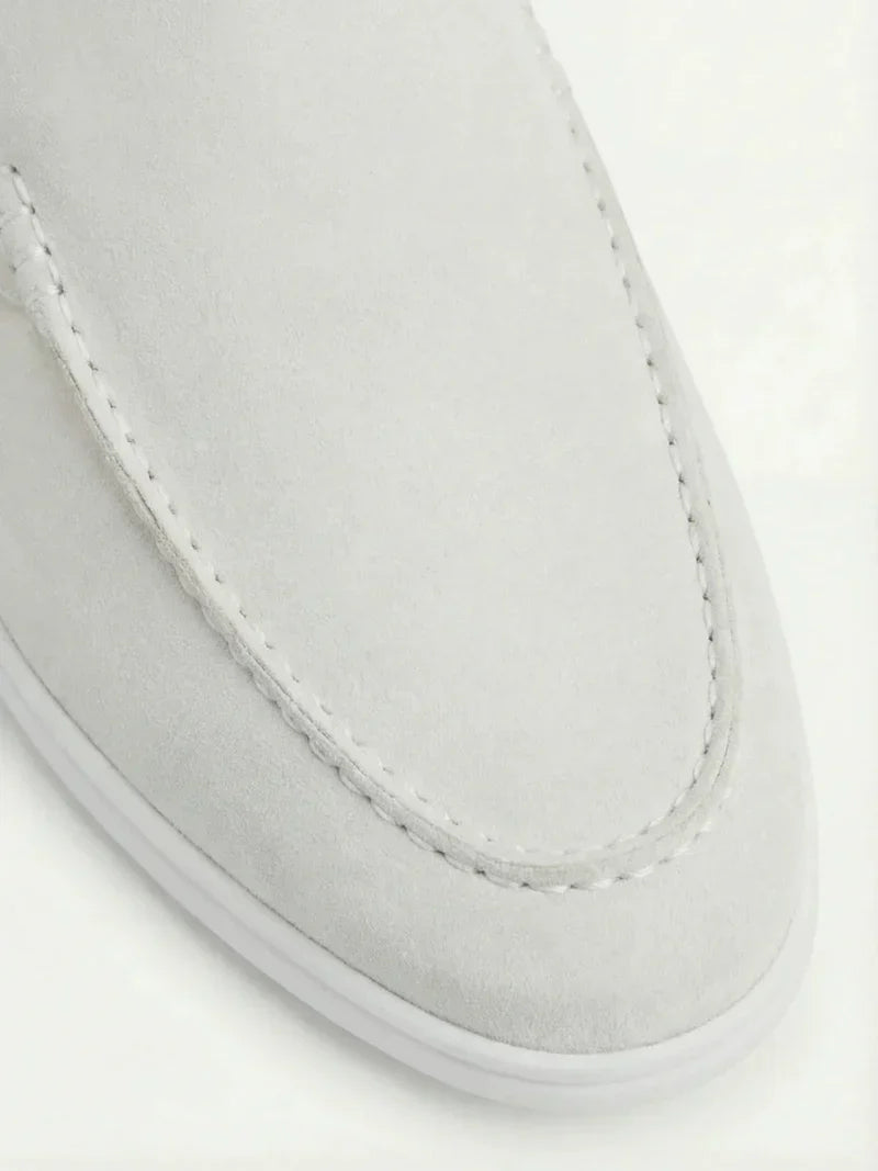 Mule da yacht in suede bianco