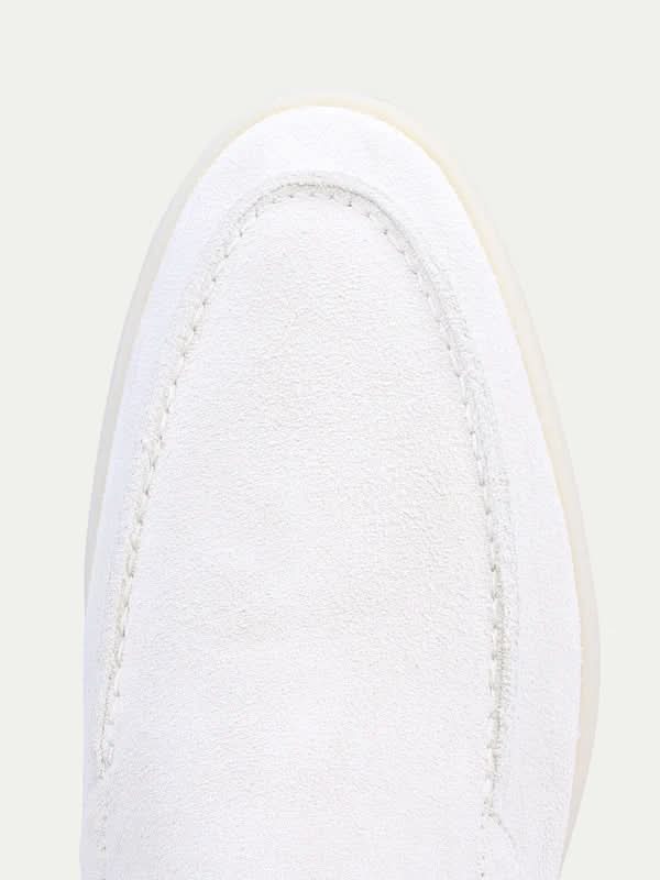 Mocassino Classico in Suede Bianco Perla