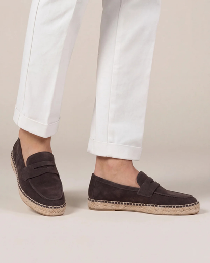 Espadrillas Riviera in suede color caffè