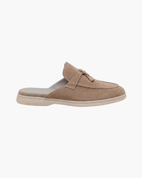 Mule Mediterraneo in Pelle Scamosciata Beige