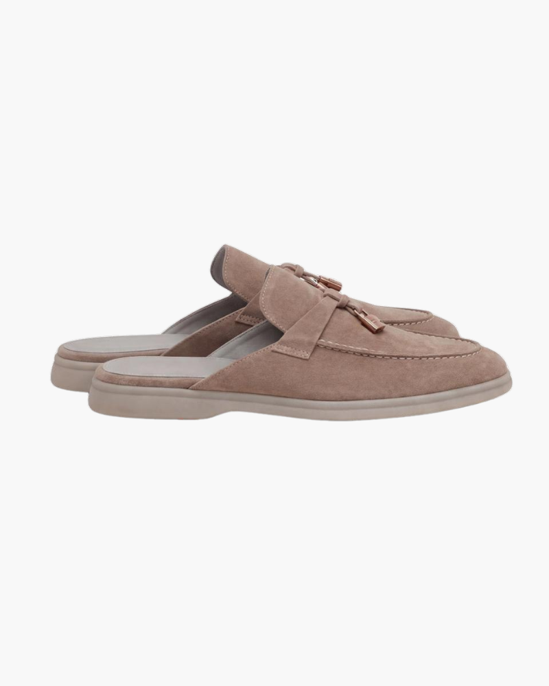 Mule Mediterraneo in Pelle Scamosciata Beige