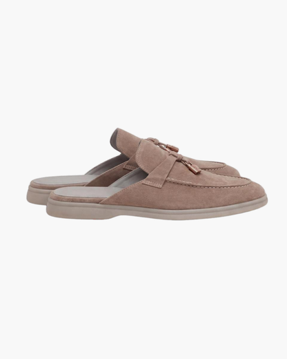Mule Mediterraneo in Pelle Scamosciata Beige