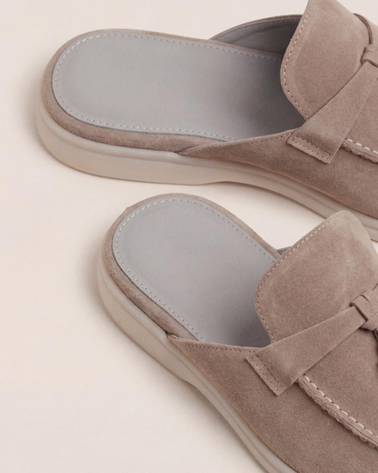 Mule Mediterraneo in Pelle Scamosciata Beige