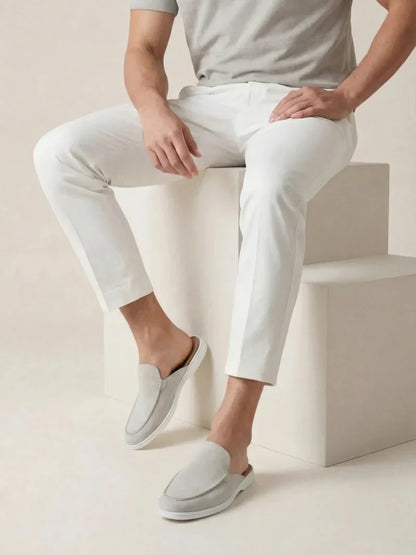 Mule da yacht in suede bianco