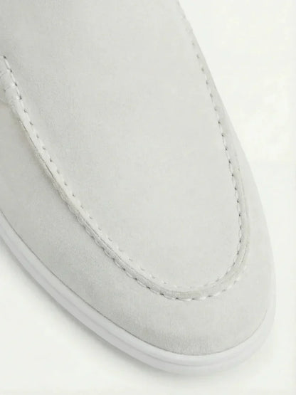 Mule da yacht in suede bianco