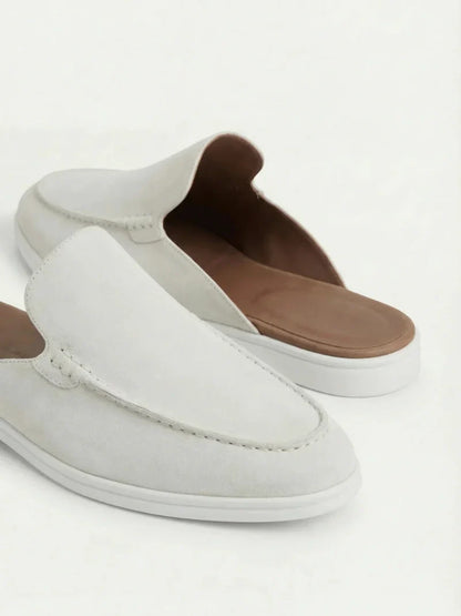 Mule da yacht in suede bianco