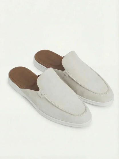 Mule da yacht in suede bianco