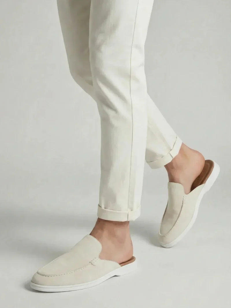 Mule da yacht in suede bianco