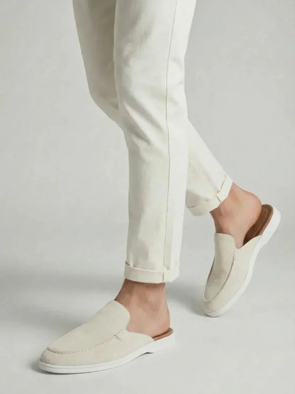 Mule da yacht in suede bianco