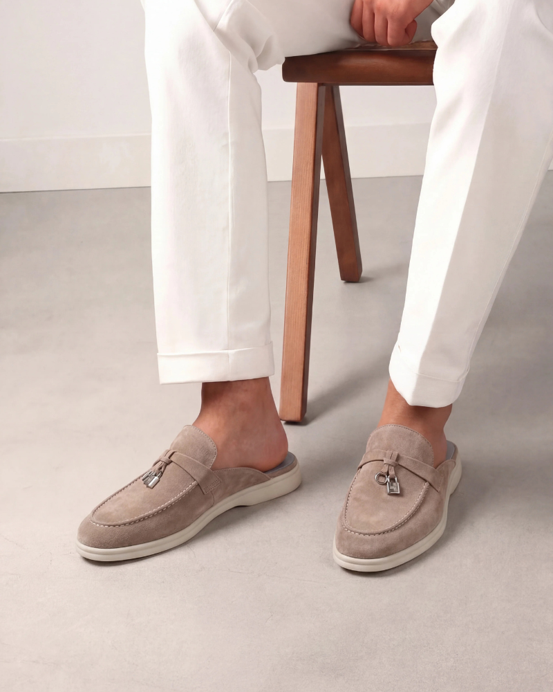 Mule Mediterraneo in Pelle Scamosciata Beige