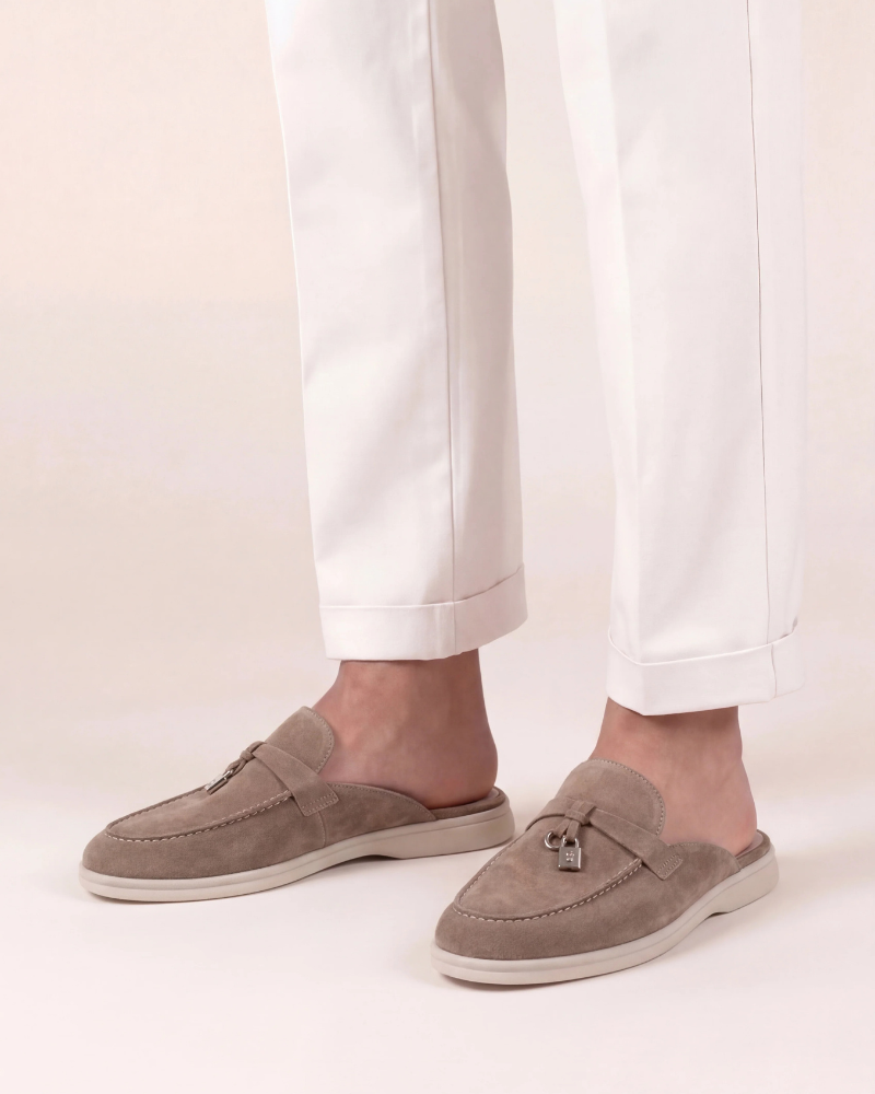 Mule Mediterraneo in Pelle Scamosciata Beige