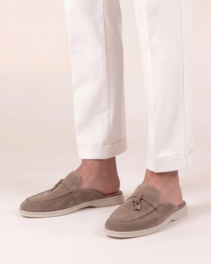 Mule Mediterraneo in Pelle Scamosciata Beige