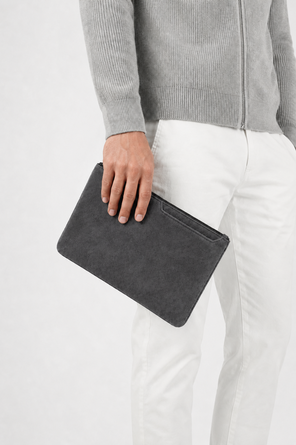 Borsa Clutch Alcantara Grigio Scuro