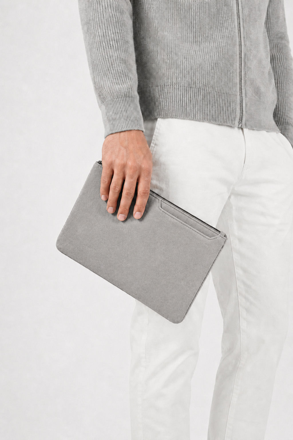 Borsa a Clutch Alcantara Mondstein Grigio