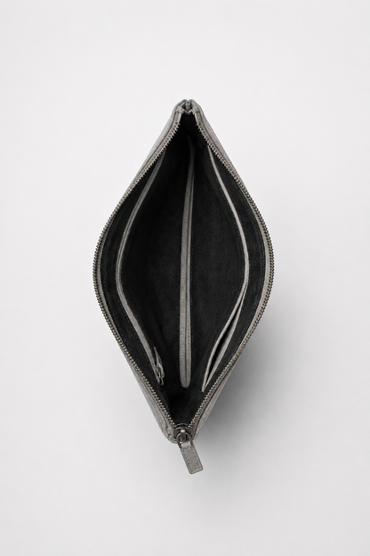 Borsa a Clutch Alcantara Mondstein Grigio