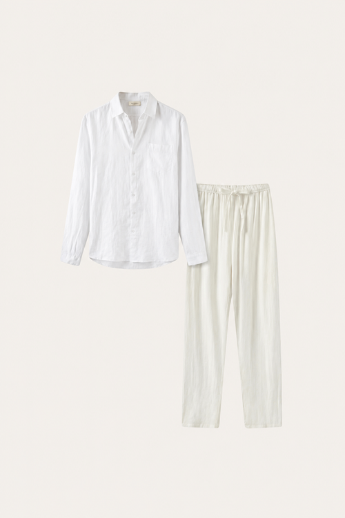 Set di Lino Bellagio Maniche Lunghe Bianco
