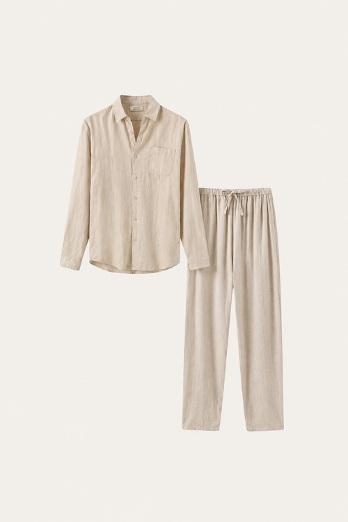 Set in Lino Bellagio Maniche Lunghe Beige