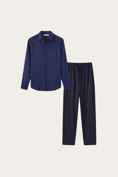 Set di Lino Bellagio Manica Lunga Navy