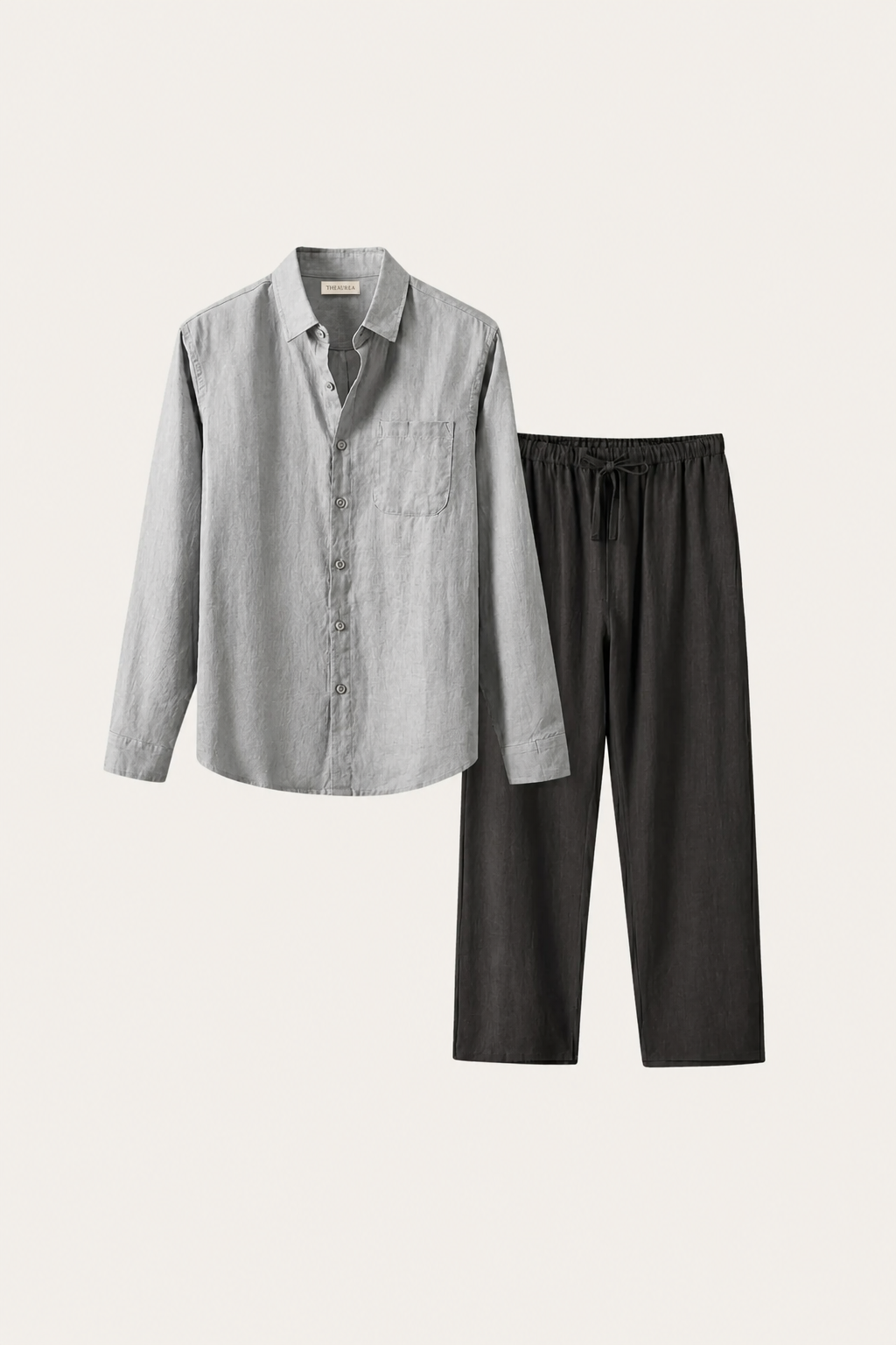 Set di Lino Pisa Manica Lunga Grigio/Nero