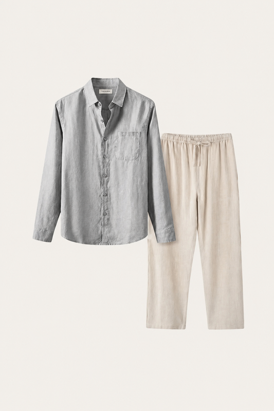 Set in Lino Pisa Maniche Lunghe Grigio/Beige