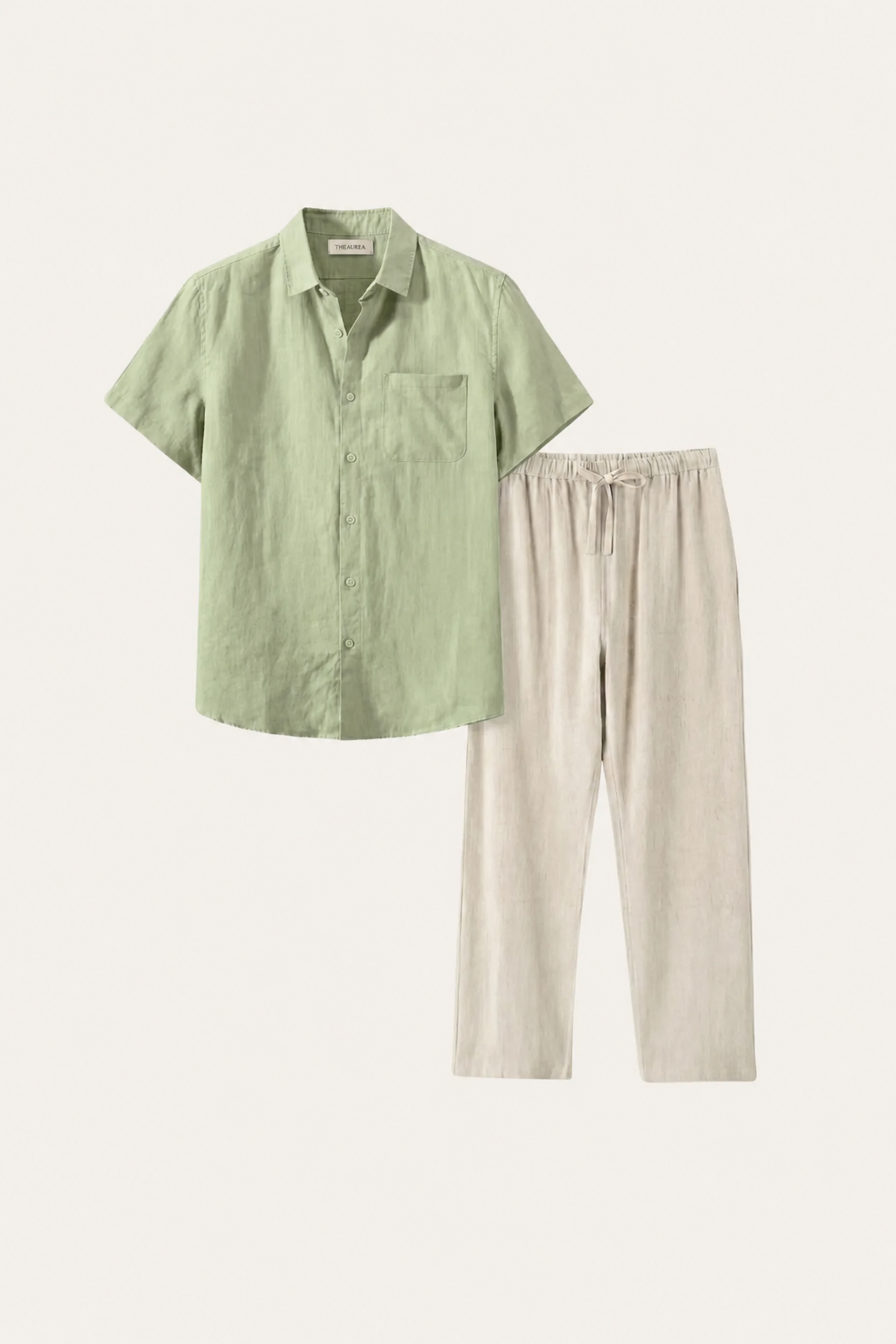 Set in Lino Trento Verde Menta/Beige