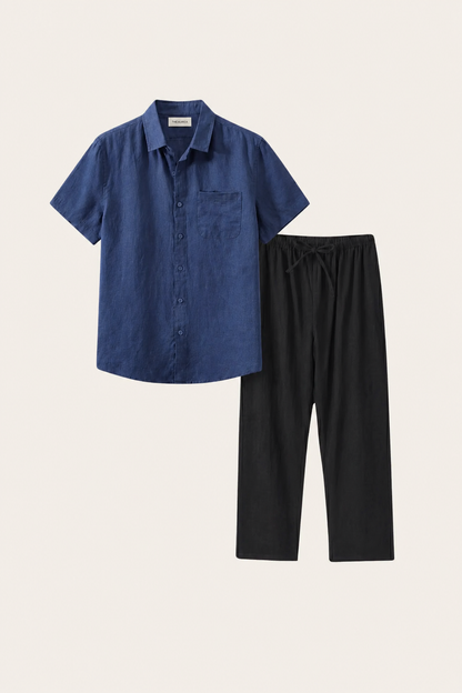 Set in Lino Trento Blu/Nero