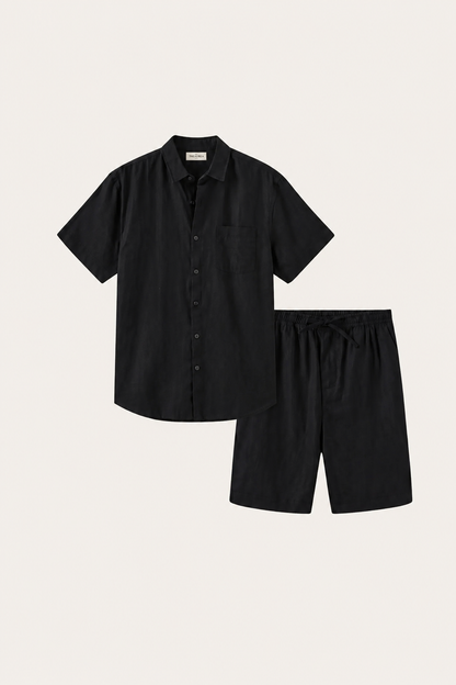 Camicia e pantaloni corti in lino neri di Verona