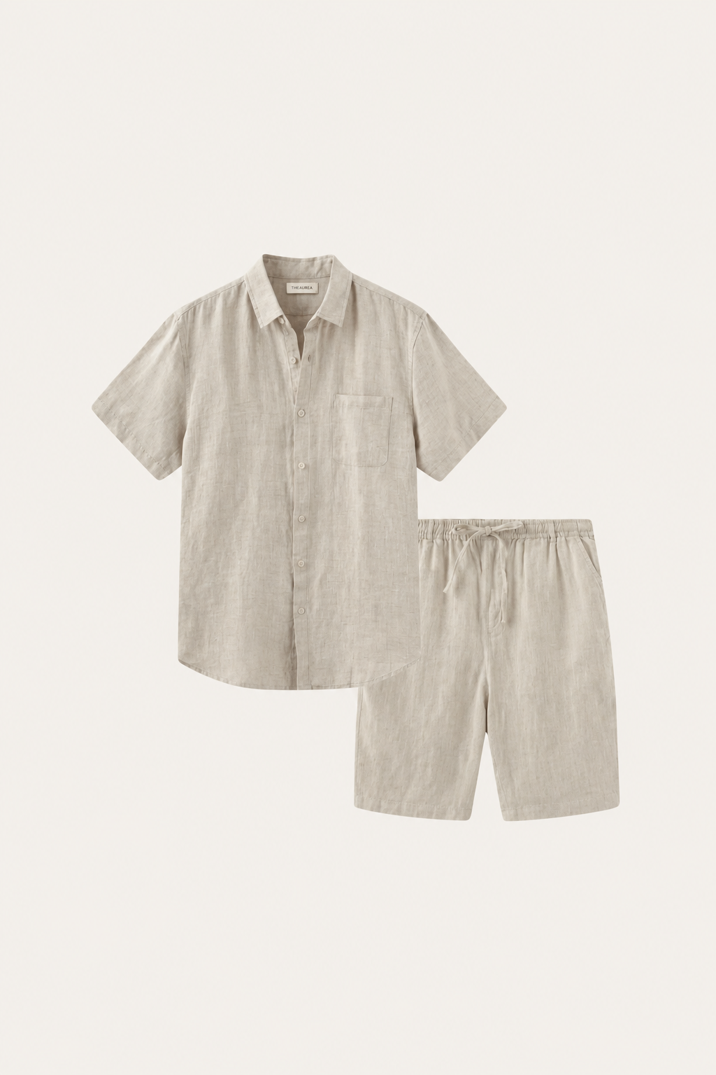 Camicia e Pantaloni Corti in Lino Beige