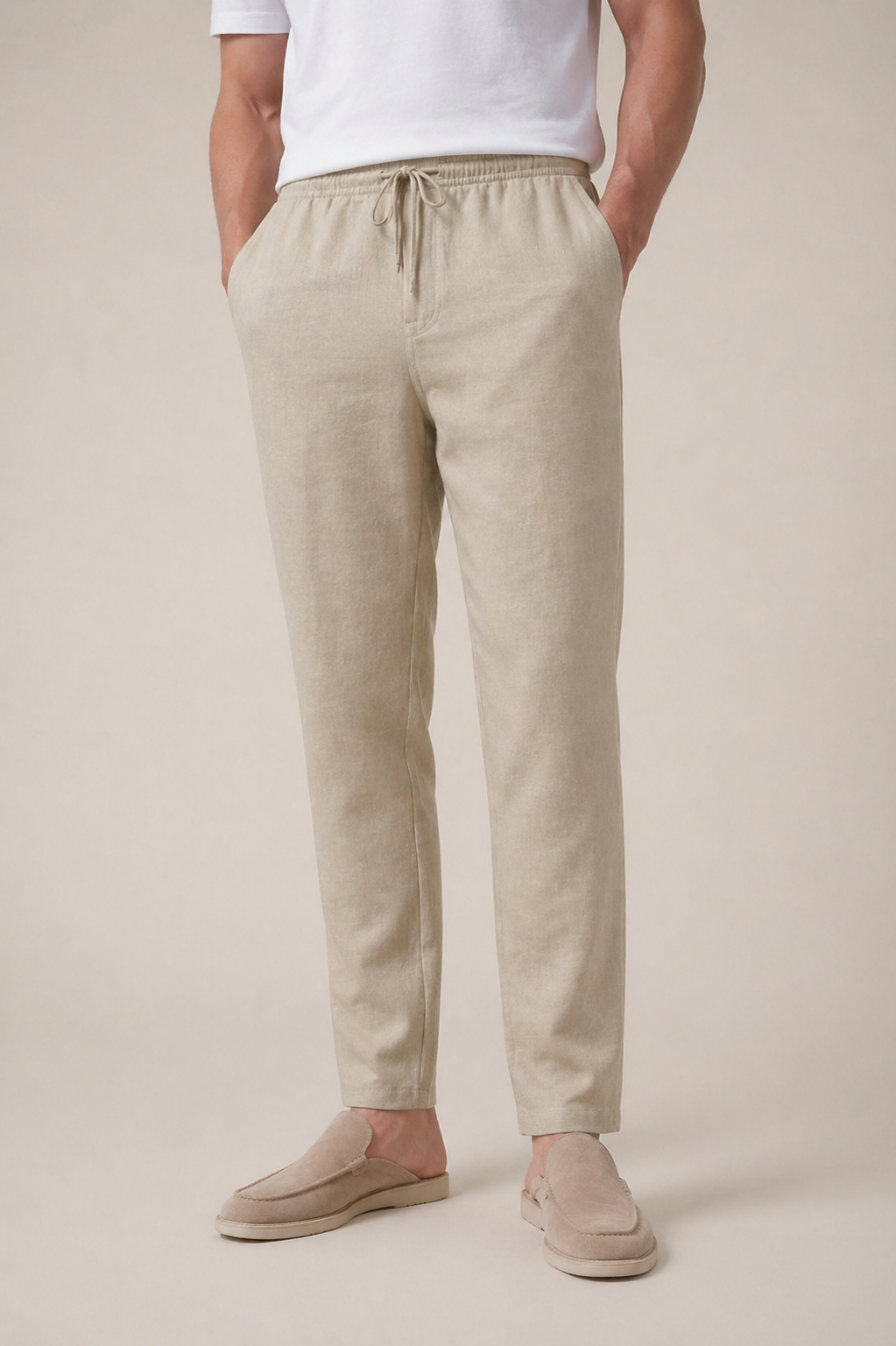 Pantaloni in Lino Bayside Beige