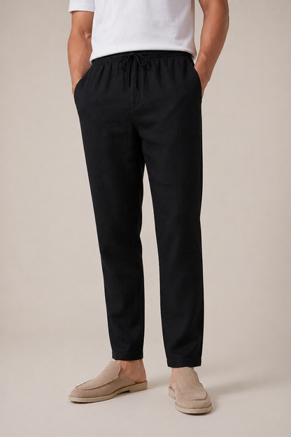 Pantaloni Bayside in Lino Nero