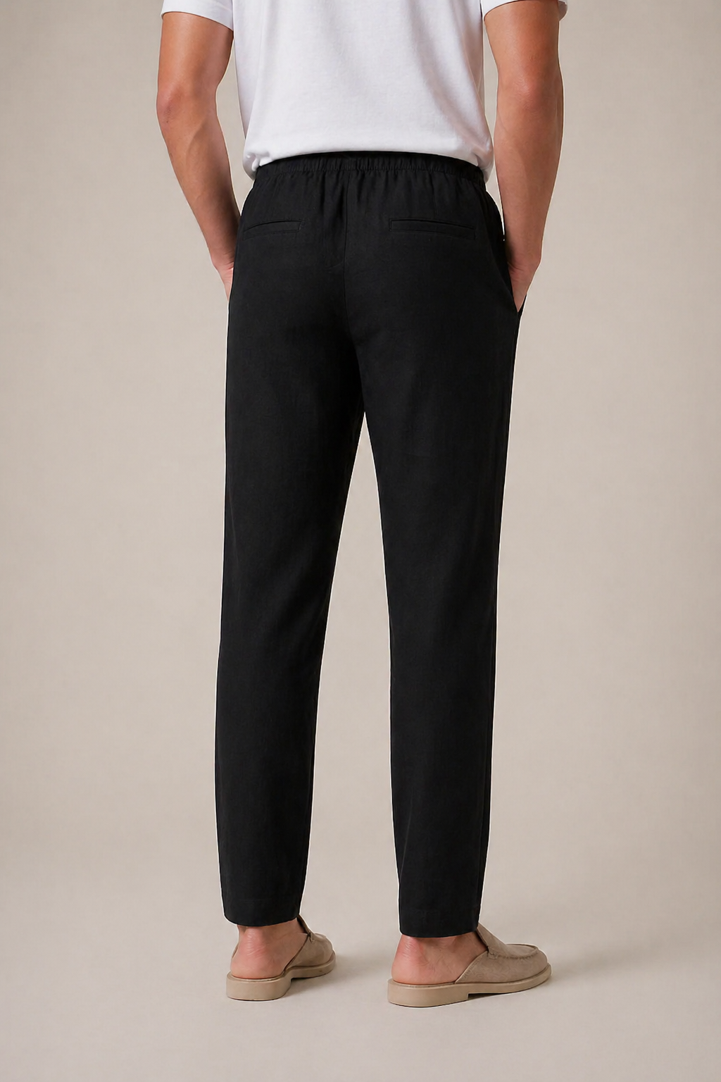 Pantaloni Bayside in Lino Nero