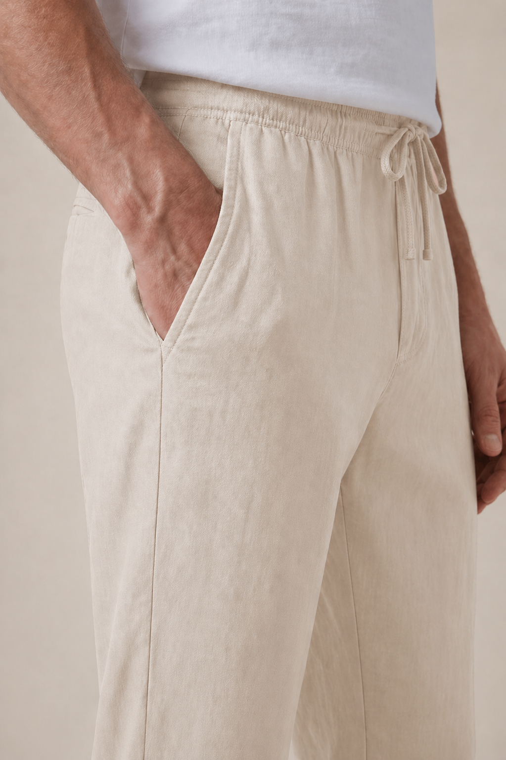Pantaloni in Lino Bayside Beige