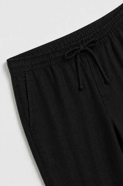 Pantaloni Bayside in Lino Nero