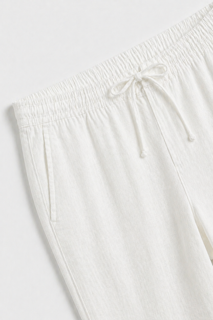 Pantaloni Bayside in Lino Bianchi