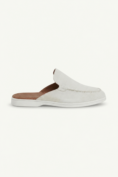 Mule da yacht in suede bianco