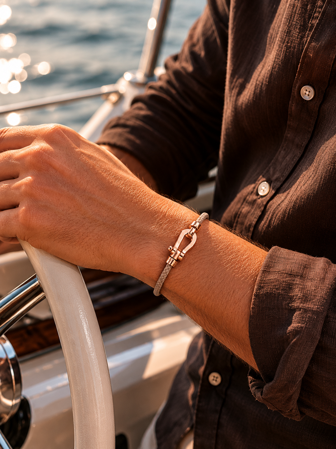 Bracciale Aurelio Marrone Chiaro / Rosé Oro
