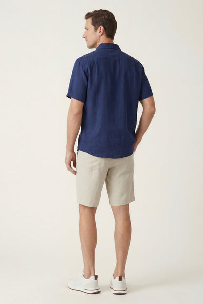Camicia e pantaloni corti in lino Verona Navy/Beige