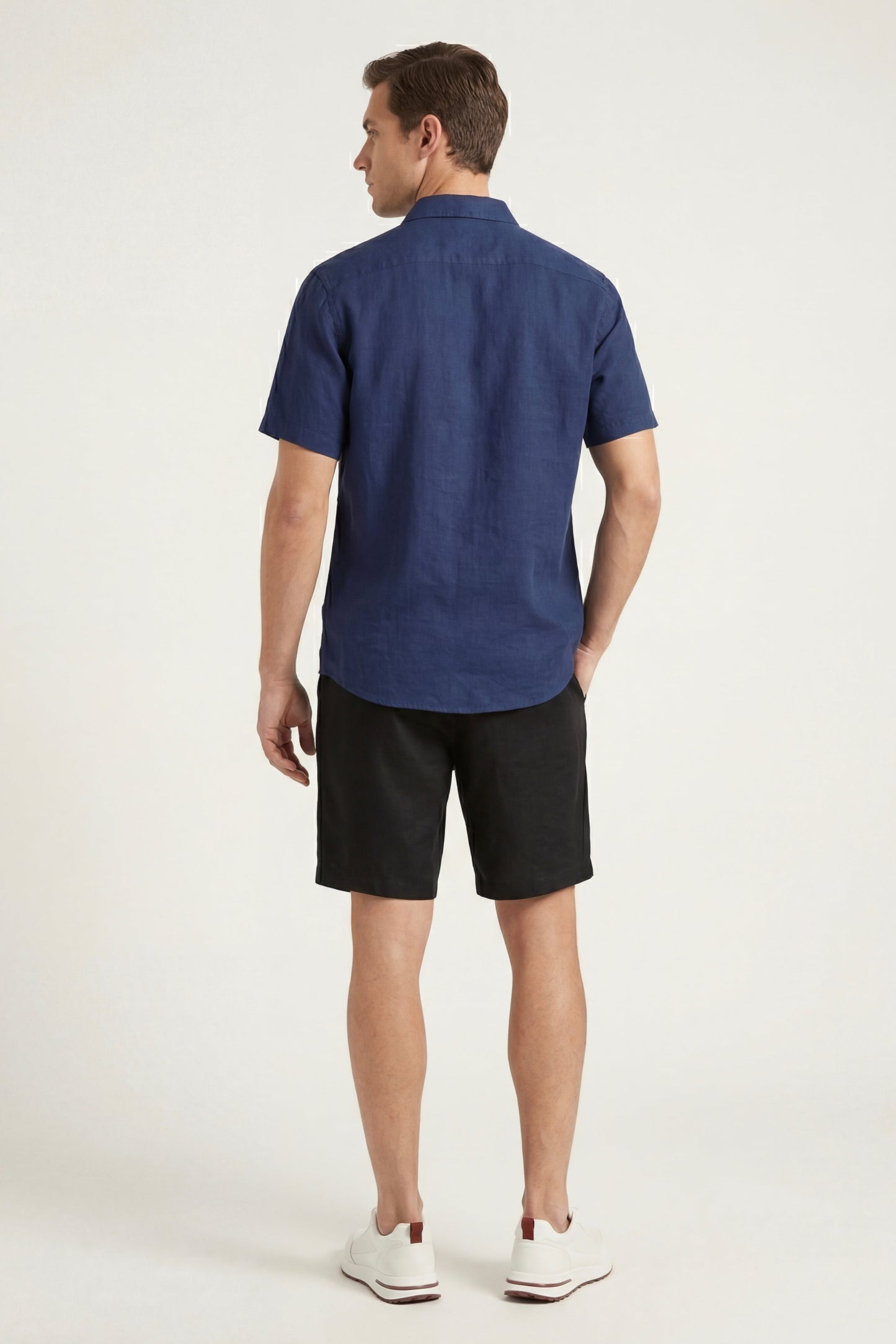Camicia e pantaloni corti in lino Verona Navy/Nero