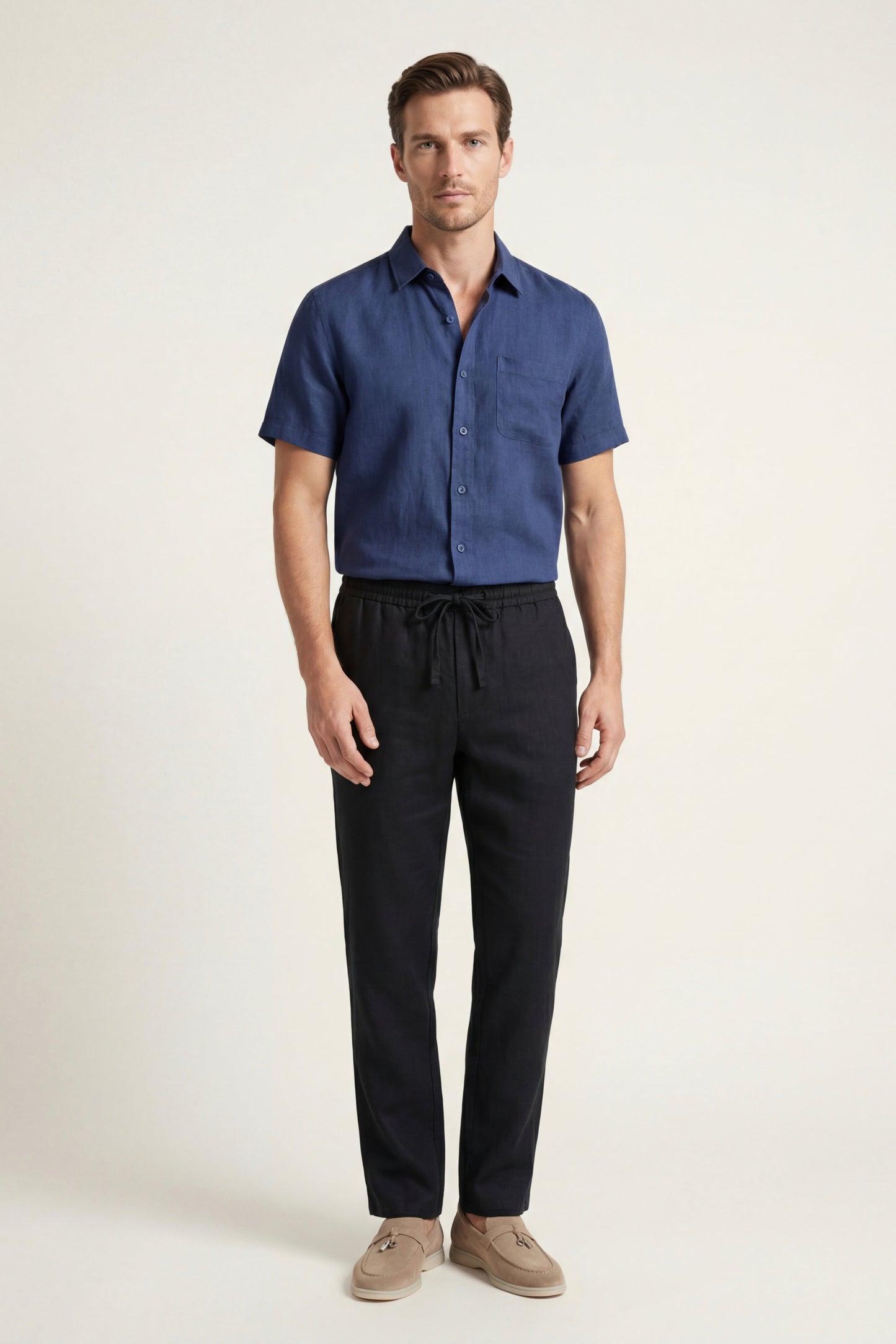 Set in Lino Trento Blu/Nero