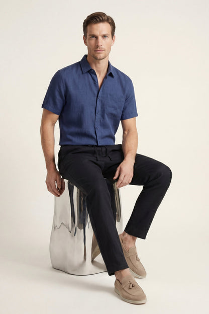 Set in Lino Trento Blu/Nero