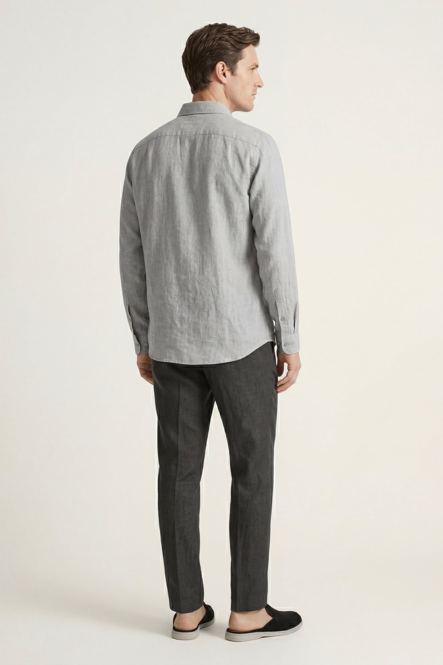Set di Lino Pisa Manica Lunga Grigio/Nero