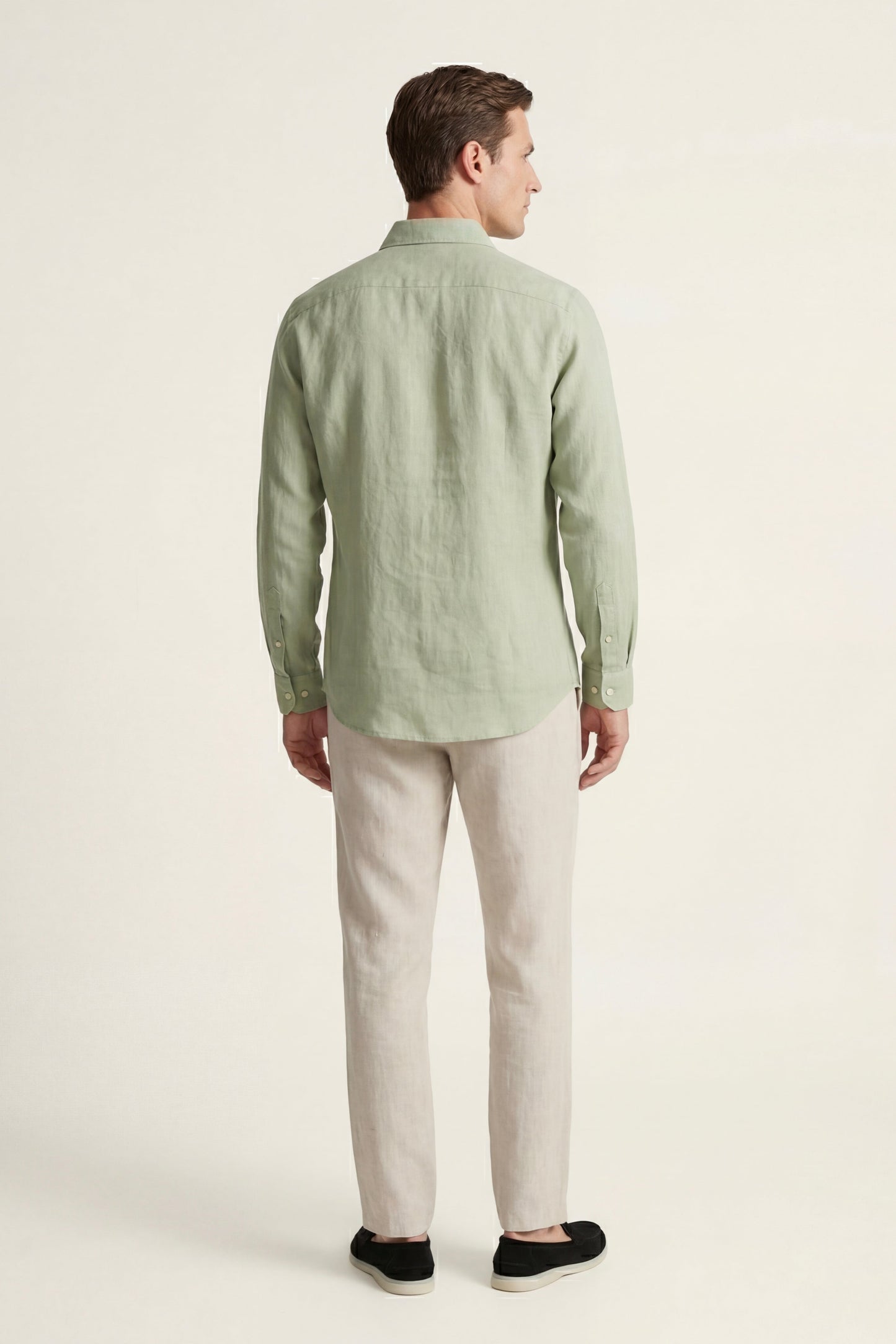 Set di Lino Pisa Maniche Lunghe Verde Menta/Beige