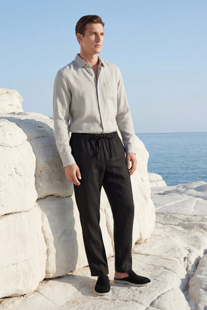 Set in Lino Pisa Maniche Lunghe Beige/Nero