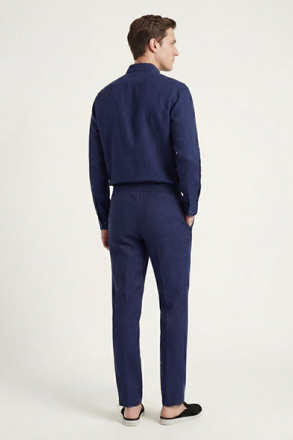 Set di Lino Bellagio Manica Lunga Navy