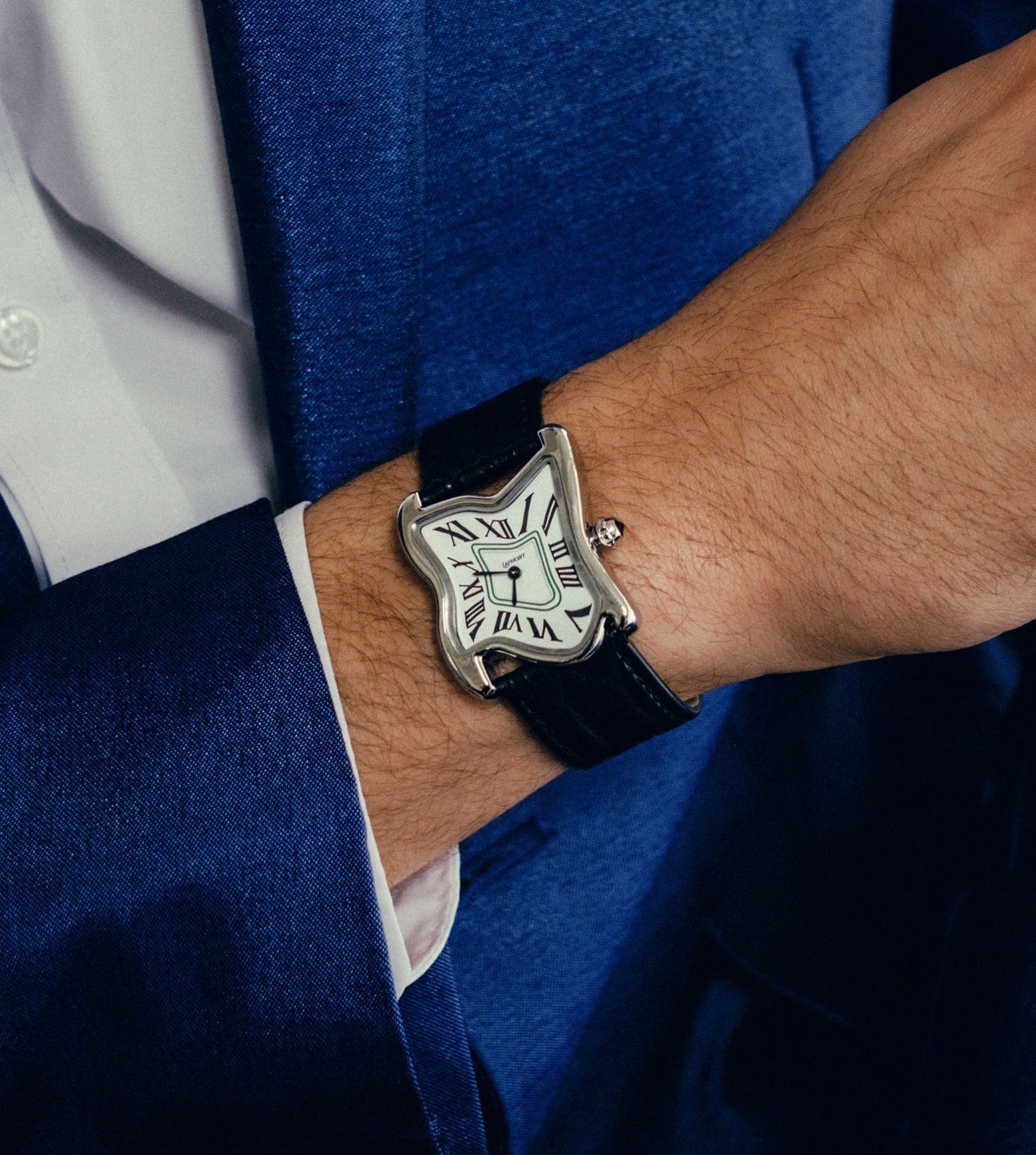Orologio a fusione quadrato grande argento