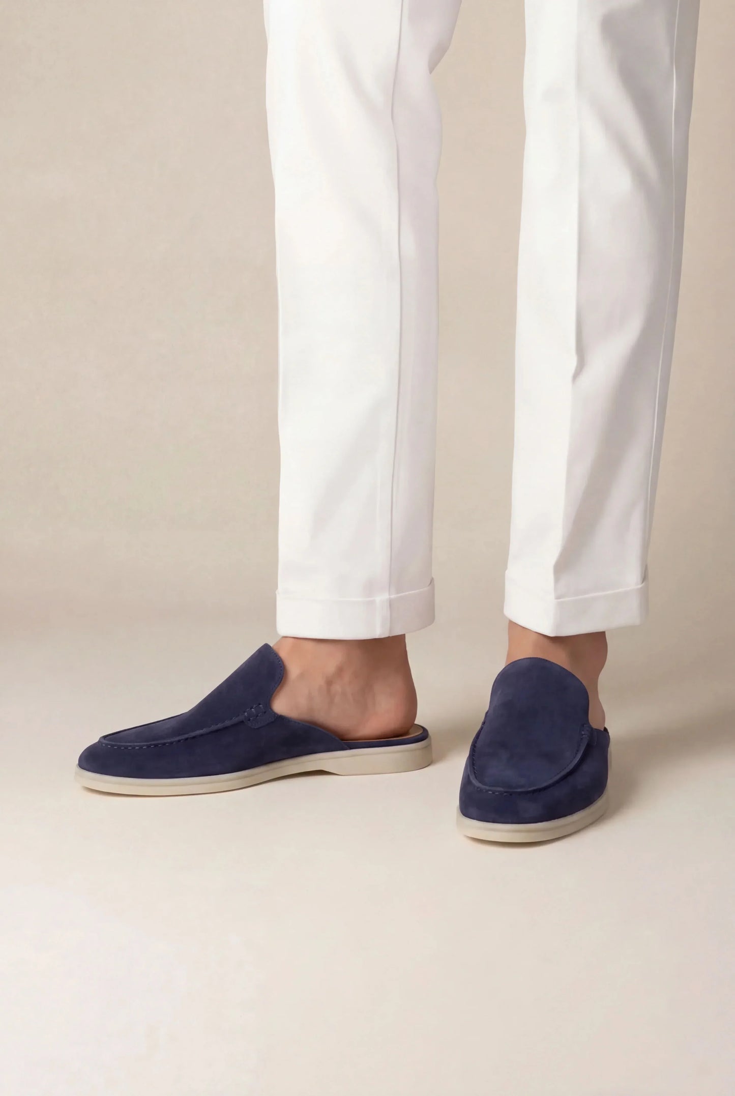 Mule Yacht in suede blu marino
