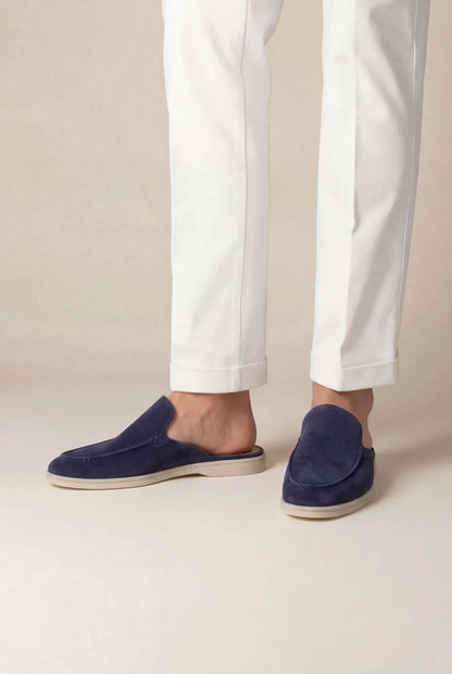 Mule Yacht in suede blu marino
