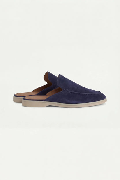 Mule Yacht in suede blu marino
