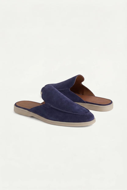 Mule Yacht in suede blu marino