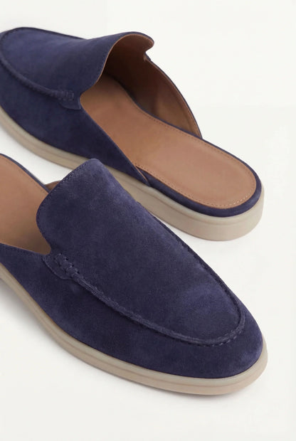 Mule Yacht in suede blu marino